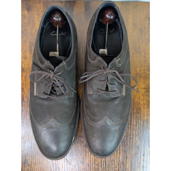 Clarks Oxford Men 11M Brown Leather Lace Up Wingtip Comfort Dress Shoes main image 6
